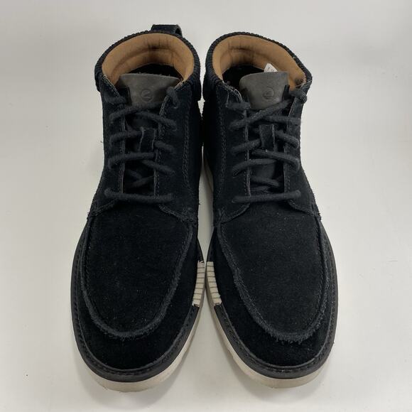 Clarks Collection Barnes Mid Boots Black Suede Mens Size 9 Moc Toe Lace Up - Picture 3 of 11